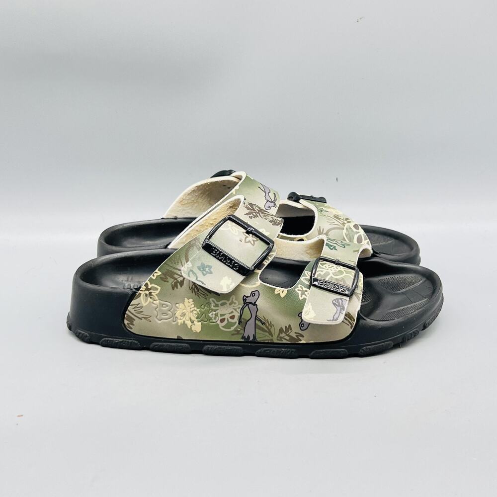 Birkenstock Birkis Sandals Womens 5.5 Green Floral Animal Print Slide Shoes